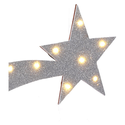 Estrella Cometa plata iluminada 60x25 cm 2