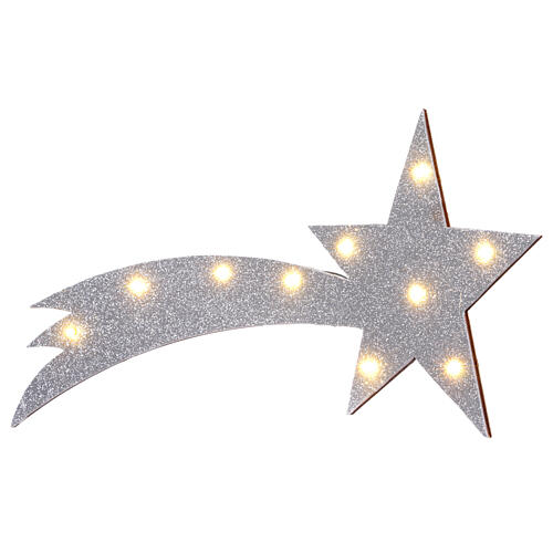 Estrella Cometa plata iluminada 60x25 cm 3