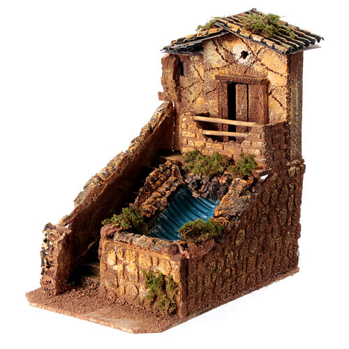 Wodospad z kaskadą do szopki neapolitańskiej drewniany, 6-8 cm, 25x15x25 cm 3