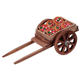 Wooden cart with pizza, 5x10x5 cm, for 10 cm Neapolitan Nativity Scene