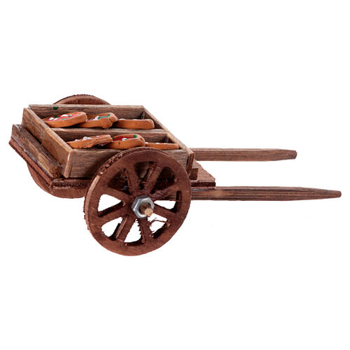Wooden cart with pizza, 5x10x5 cm, for 10 cm Neapolitan Nativity Scene 3