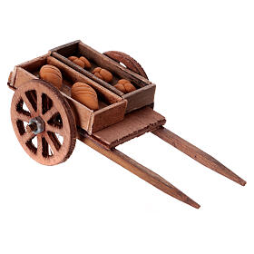 Holzkarren mit Gebäck, Krippenzubehör, neapolitanischer Stil, für 10 cm Krippe, 5x10x5 cm