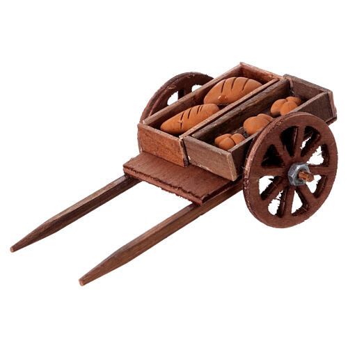 Wooden cart with bread, 5x10x5 cm, for 10 cm Neapolitan Nativity Scene 1