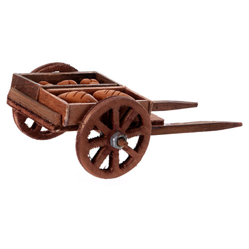 Wooden cart with bread, 5x10x5 cm, for 10 cm Neapolitan Nativity Scene 3