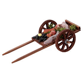 Wooden cart with fish, 5x10x5 cm, for 10 cm Neapolitan Nativity Scene