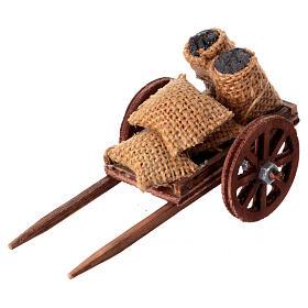 Wooden cart with charcoal, 5x10x5 cm, for 10 cm Neapolitan Nativity Scene