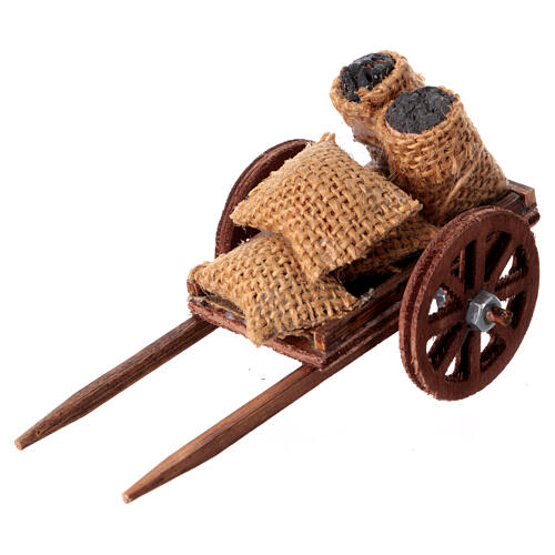 Carretto carbone presepe Napoli legno 10 cm 5x10x5 cm  1