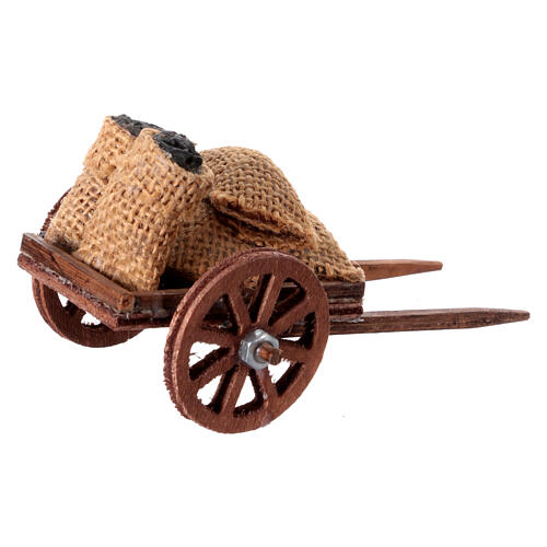 Carretto carbone presepe Napoli legno 10 cm 5x10x5 cm  3