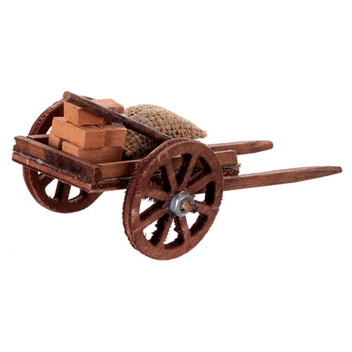 Wooden cart with bricks, 5x10x5 cm, for 10 cm Neapolitan Nativity Scene 3