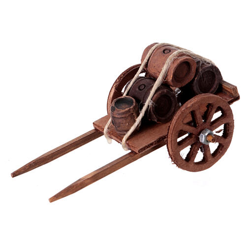 Carro con botti legno presepe napoletano 10 cm 5x10x5 cm  1