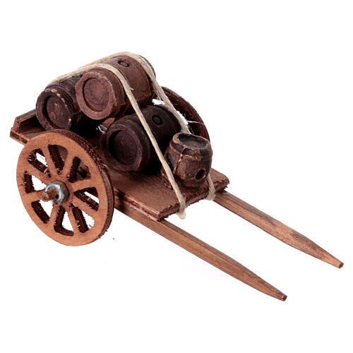 Carro con botti legno presepe napoletano 10 cm 5x10x5 cm  2