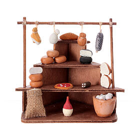 Cheese and meat wooden stall, 15x15x10 cm, for 10 cm Neapolitan Nativity Scene
