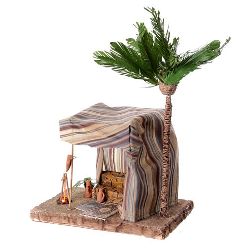 Arab tent with wooden bivouac Neapolitan nativity scene 10 cm 40x25x15 cm 3
