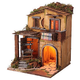 Setting with smith's shop for 10-12 cm Neapolitan Nativity Scene, 40x30x30 cm