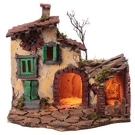 Maison avec étable crèche napolitaine 10 cm 35x40x30 cm