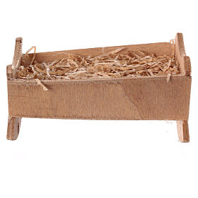 Crib for 18 cm Neapolitan Nativity Scene, 5x15x10 cm, wood and straw