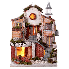 Nativity scene house from 18th century Naples 8 cm 45x35x30 cm