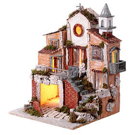 Nativity scene house from 18th century Naples 8 cm 45x35x30 cm