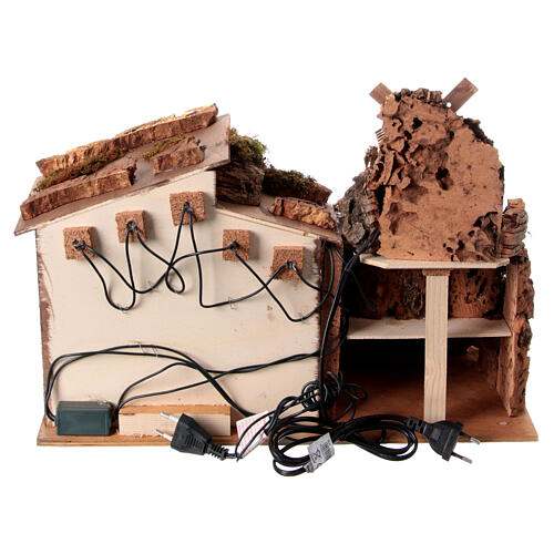 Stable with windmill for Neapolitan Nativity Scene, 35x45x30 cm 4