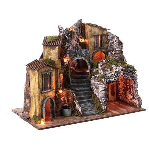 Village with houses and fountain for 10 cm Neapolitan Nativity Scene, 50x50x30 cm 5