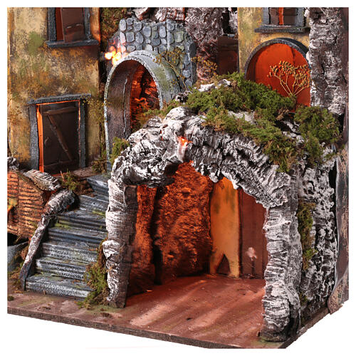 Borgo con caseggiati fontana presepe napoletano 10 cm 50x50x30 cm 2