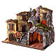 Borgo con caseggiati fontana presepe napoletano 10 cm 50x50x30 cm s3
