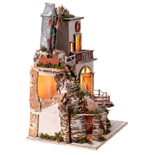 Village windmill steps Neapolitan nativity scene 10-12 cm 60x45x35 cm 7