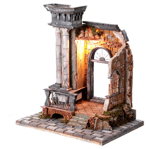 Temple with column for 10 cm Neapolitan Nativity Scene, 50x40x30 cm 3