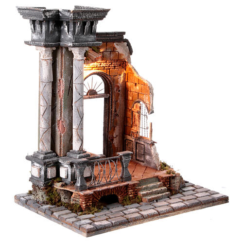 Templo com coluna cenário presépio napolitano com figuras de 10 cm 50x40x30 cm 4