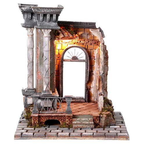 Temple with column Neapolitan nativity scene 10 cm 50x40x30 cm 1