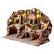 Krippenszenerie mit 2 Grotten und Miniatur-Häusern vor Bergmassiv, inkl Beleuchtung, neapolitanischer Stil, für 6-8 cm Figuren, 35x50x30 cm s2