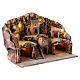 Krippenszenerie mit 2 Grotten und Miniatur-Häusern vor Bergmassiv, inkl Beleuchtung, neapolitanischer Stil, für 6-8 cm Figuren, 35x50x30 cm s3