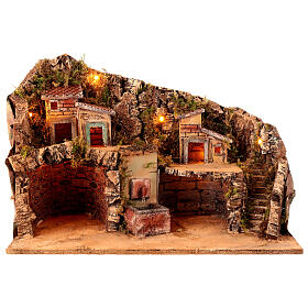 Village with alcoves and houses for 6-8 cm Neapolitan Nativity Scene, 35x50x30 cm