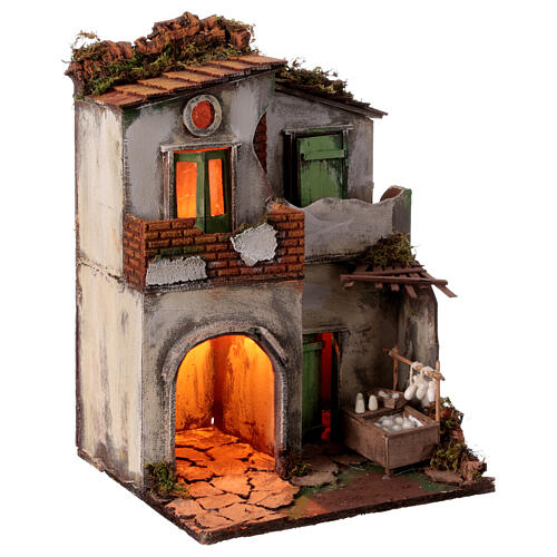 Setting with cheese stall for 10 cm Neapolitan Nativity Scene, 45x30x30 cm 3