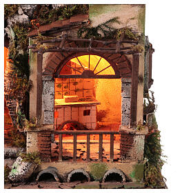 Neighborhood with pergola and stable for 10 cm Neapolitan Nativity Scene in 18th century style, 70x65x40 cm