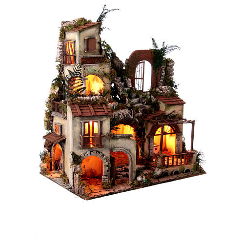 Borgo presepe vigna stalla stile settecentesco Napoli 10 cm 70x65x40 cm 7
