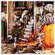 Krippenszenerie, Rustikales Dorf vor Bergmassiv, inkl Beleuchtung, neapolitanischer Stil, für 10 cm Figuren, 60x55x40 cm s6