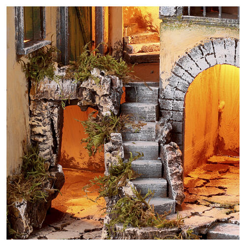 Neighborhood with balconies and arches for 10 cm Neapolitan Nativity Scene in 18th century style, 60x55x40 cm 4
