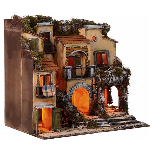 Pueblo belén napolitano 700 balcones fuente 10 cm 60x55x40 cm 5