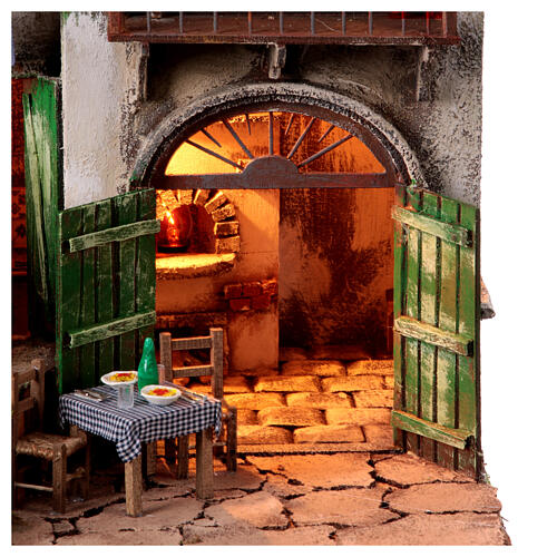 Building with table and balcony for 10 cm Neapolitan Nativity Scene, 50x45x35 cm 2