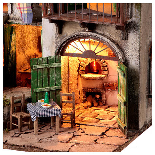 Building with table and balcony for 10 cm Neapolitan Nativity Scene, 50x45x35 cm 7