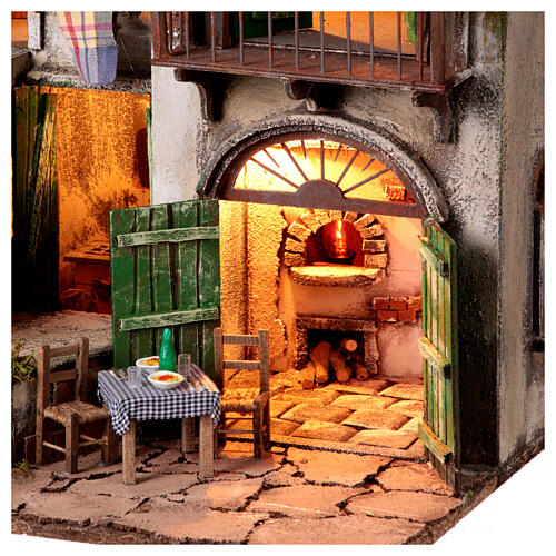 Bourgade crèche napolitaine 10 cm table et balcon 50x45x35 cm 7