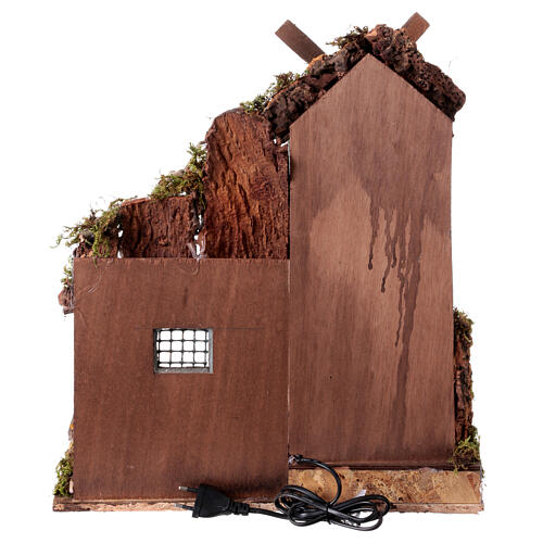 Stable with windmill for 10-12 cm Neapolitan Nativity Scene, 45x40x30 cm 5