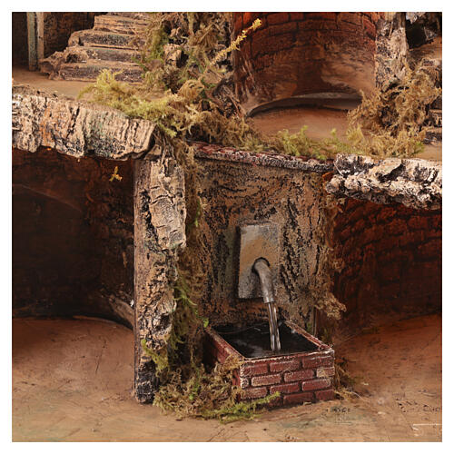 Pueblo fuente tres casas belén napolitano 10 cm 50x60x30 cm 4