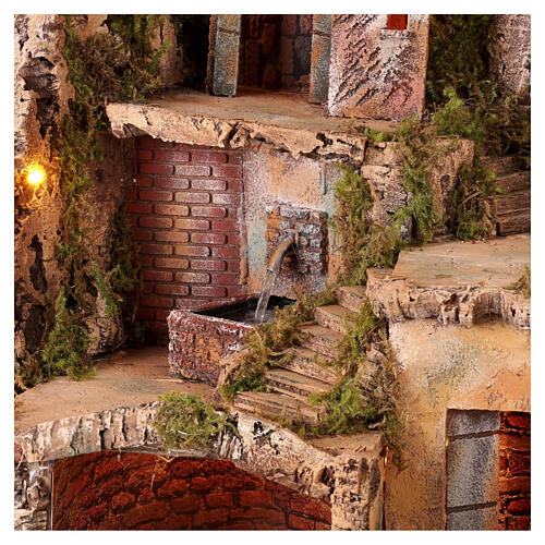 Village avec fontaine niches et trois maisons crèche napolitaine 10 cm 50x60x30 cm 2