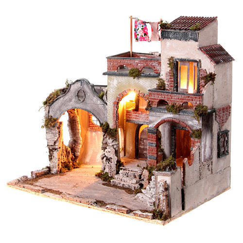 Borgo presepe 700 con terrazzo forno Napoli 10 cm 50x55x40 cm 3