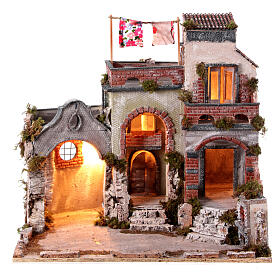 Nativity scene village terrace oven 1700s Naples 10 cm 50x55x40 cm