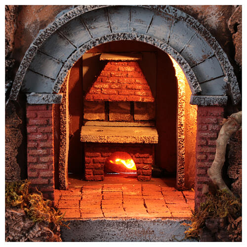 Village with oven for Neapolitan Nativity Scene of 10 cm of 18th century style, 75x50x85 cm 2