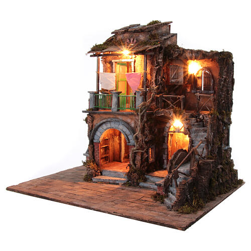 Village with oven for Neapolitan Nativity Scene of 10 cm of 18th century style, 75x50x85 cm 3
