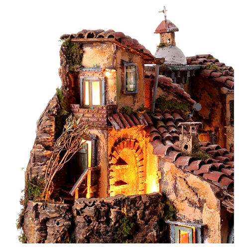 Borgo arroccato presepe napoletano per statue 10 cm stile 700 80x70x50 cm 13